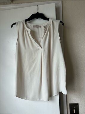 LOFT Cream Sleeveless Split-Neck Camisole